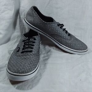 Vans Women's Gray Polka Dot Low Top Lace Up Canvas Sneaker Shoes sz. 9